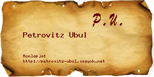 Petrovitz Ubul névjegykártya